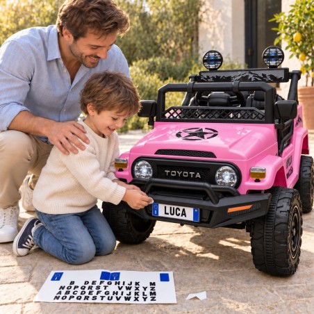 Auto Elettrica per Bambini Jeep Toyota Fj Cruiser 12V Ruote in Gomma Full Optional Sedile Pelle Porte Apribili Telecomando