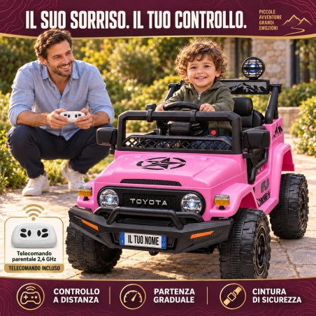 Auto Elettrica per Bambini Jeep Toyota Fj Cruiser 12V Ruote in Gomma Full Optional Sedile Pelle Porte Apribili Telecomando