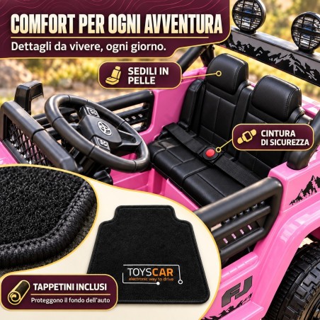 Auto Elettrica per Bambini Jeep Toyota Fj Cruiser 12V Ruote in Gomma Full Optional Sedile Pelle Porte Apribili Telecomando