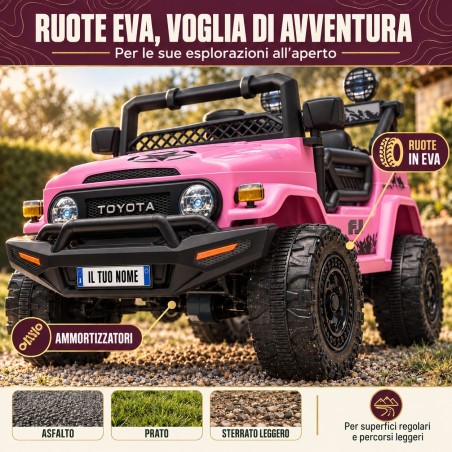 Auto Elettrica per Bambini Jeep Toyota Fj Cruiser 12V Ruote in Gomma Full Optional Sedile Pelle Porte Apribili Telecomando