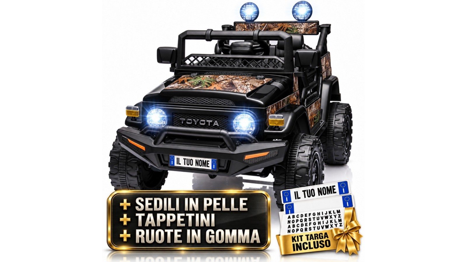 Auto Elettrica Bambini Toyota FJ Cruiser 12V Nera 1-4 Anni Telecomando Ruote Gomma