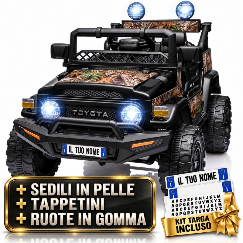 Auto Elettrica Bambini Toyota FJ Cruiser 12V Nera 1-4 Anni Telecomando Ruote Gomma