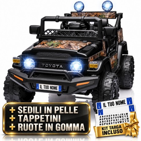 Auto Elettrica Bambini Toyota FJ Cruiser 12V Nera 1-4 Anni Telecomando Ruote Gomma