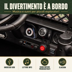 Auto Elettrica per Bambini Jeep Toyota Fj Cruiser 12V Ruote in Gomma Full Optional Sedile Pelle Porte Apribili Telecomando Army