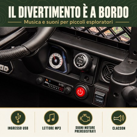 Auto Elettrica per Bambini Jeep Toyota Fj Cruiser 12V Ruote in Gomma Full Optional Sedile Pelle Porte Apribili Telecomando Army