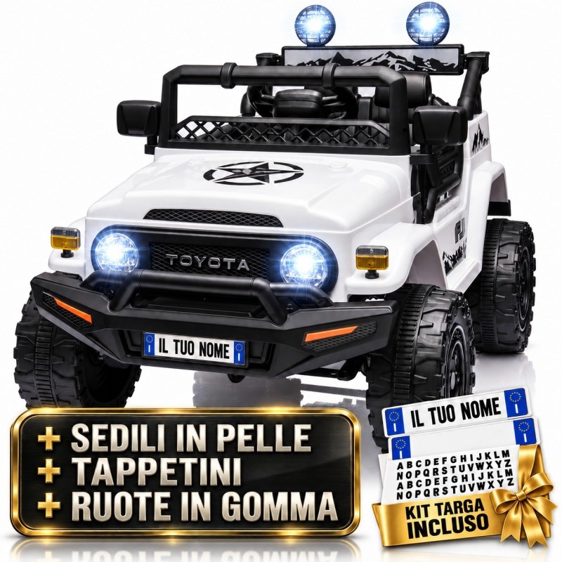 Auto Elettrica per Bambini Jeep Toyota Fj Cruiser 12V Ruote in Gomma Full Optional Sedile Pelle Porte Apribili Telecomando