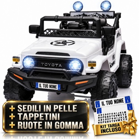 Auto Elettrica per Bambini Jeep Toyota Fj Cruiser 12V Ruote in Gomma Full Optional Sedile Pelle Porte Apribili Telecomando