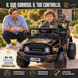 Auto Elettrica Bambini Toyota FJ Cruiser 12V Nera 1-4 Anni Telecomando Ruote Gomma