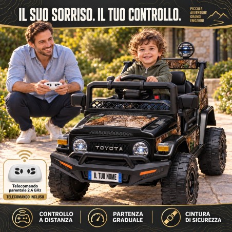 Auto Elettrica Bambini Toyota FJ Cruiser 12V Nera 1-4 Anni Telecomando Ruote Gomma