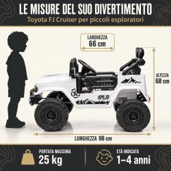 Auto Elettrica per Bambini Jeep Toyota Fj Cruiser 12V Ruote in Gomma Full Optional Sedile Pelle Porte Apribili Telecomando