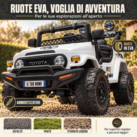 Auto Elettrica per Bambini Jeep Toyota Fj Cruiser 12V Ruote in Gomma Full Optional Sedile Pelle Porte Apribili Telecomando