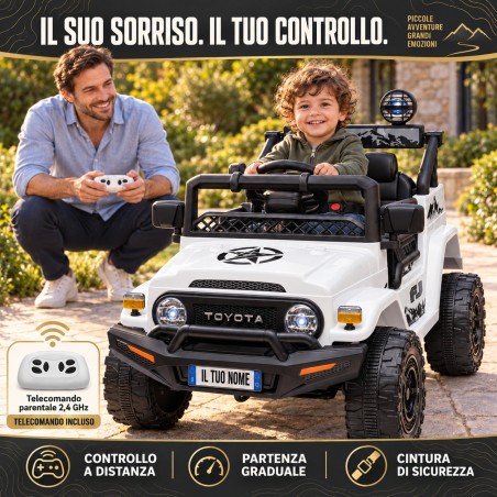 Auto Elettrica per Bambini Jeep Toyota Fj Cruiser 12V Ruote in Gomma Full Optional Sedile Pelle Porte Apribili Telecomando