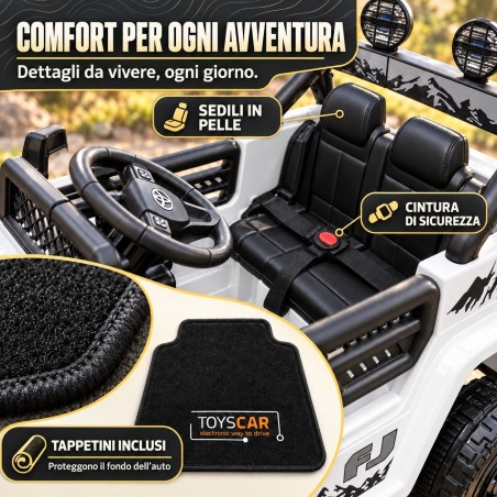 Auto Elettrica per Bambini Jeep Toyota Fj Cruiser 12V Ruote in Gomma Full Optional Sedile Pelle Porte Apribili Telecomando