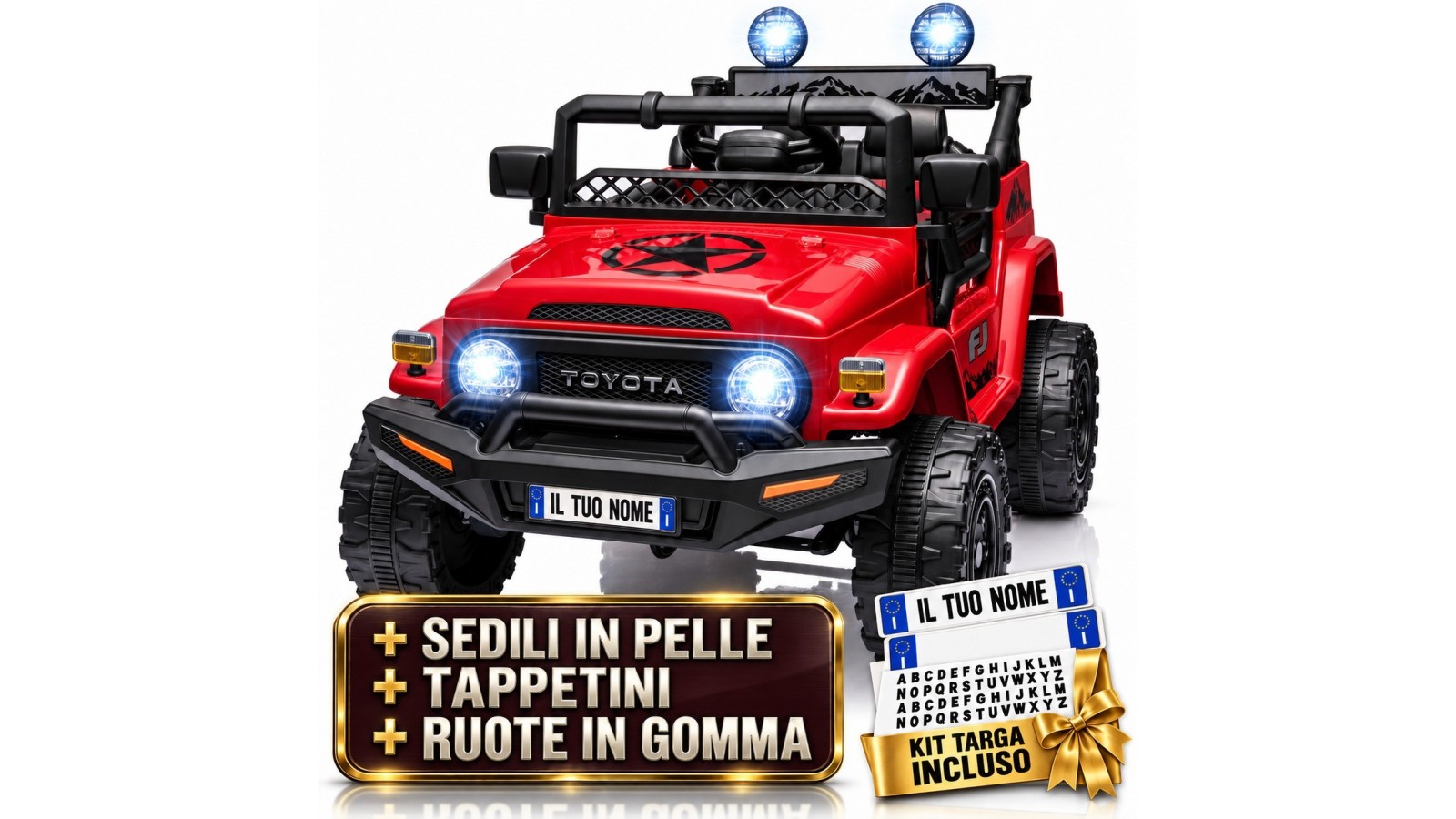 Auto Elettrica per Bambini Jeep Toyota Fj Cruiser 12V Ruote in Gomma Full Optional Sedile Pelle Porte Apribili Telecomando