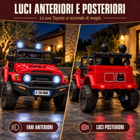 Auto Elettrica per Bambini Jeep Toyota Fj Cruiser 12V Ruote in Gomma Full Optional Sedile Pelle Porte Apribili Telecomando