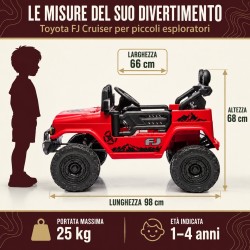 Auto Elettrica per Bambini Jeep Toyota Fj Cruiser 12V Ruote in Gomma Full Optional Sedile Pelle Porte Apribili Telecomando