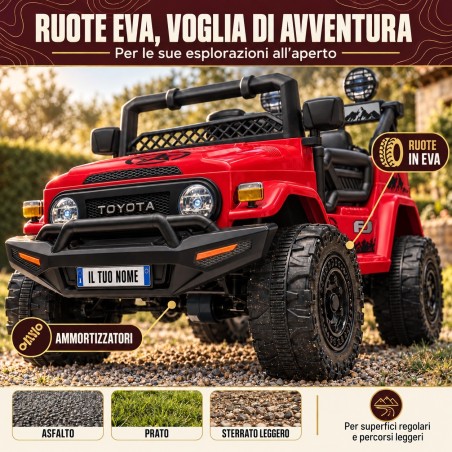 Auto Elettrica per Bambini Jeep Toyota Fj Cruiser 12V Ruote in Gomma Full Optional Sedile Pelle Porte Apribili Telecomando