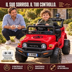 Auto Elettrica per Bambini Jeep Toyota Fj Cruiser 12V Ruote in Gomma Full Optional Sedile Pelle Porte Apribili Telecomando