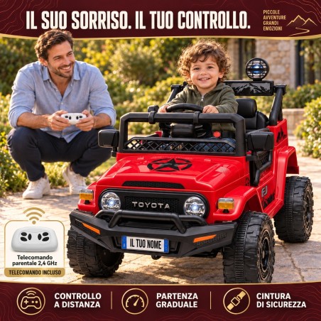 Auto Elettrica per Bambini Jeep Toyota Fj Cruiser 12V Ruote in Gomma Full Optional Sedile Pelle Porte Apribili Telecomando